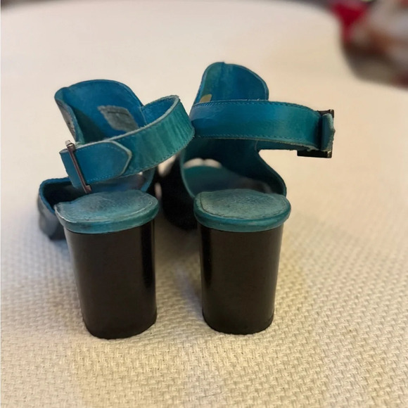 ROPER women’s turquoise leather Mika peep toe heels size 6 1/2 Western - Picture 11 of 12